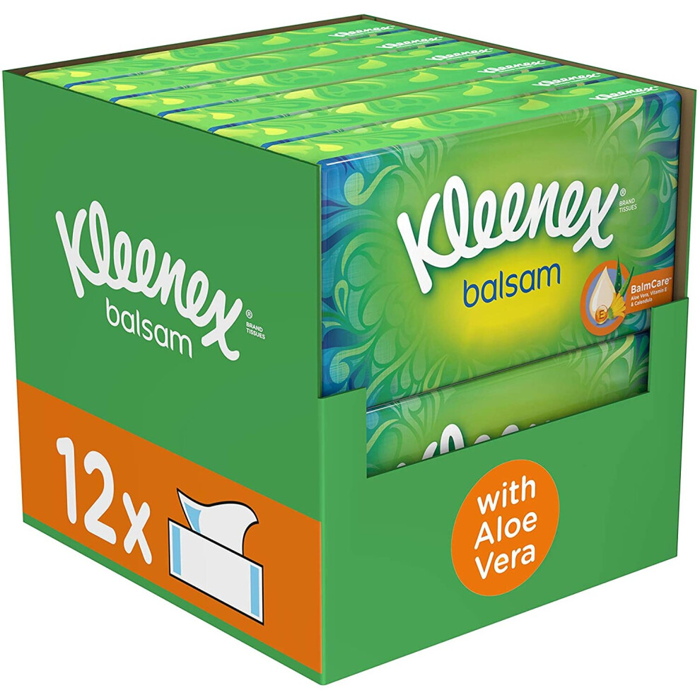 Kleenex Balsam Aloe Vera 80 Facial Tissue Box 2Ply - Pack of 12