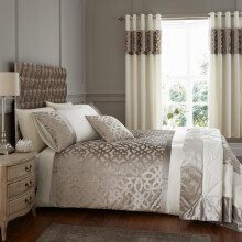 Catherine Lansfield Lattice Cut Velvet King Duvet Set Natural