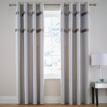 Sequin Cluster Eyelet Curtains Silver 66" x 90"