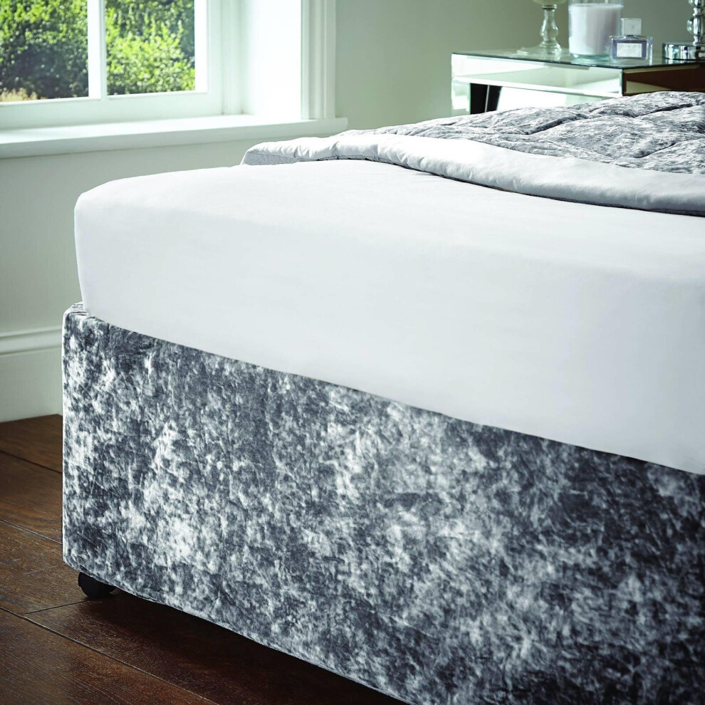 Catherine Lansfield Crushed Velvet Divan Base Wrap Double Silver