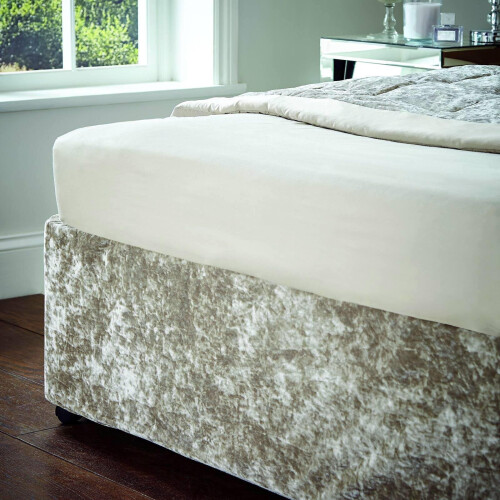 Catherine Lansfield Crushed Velvet Divan Base Wrap Natural Double