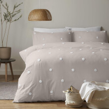Dot Garden Duvet Cover Linen/White Double