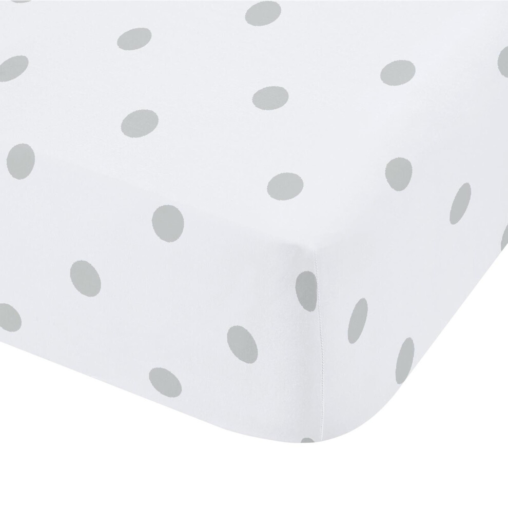 Polka Dotty Spot Fitted Sheet White/Silver King