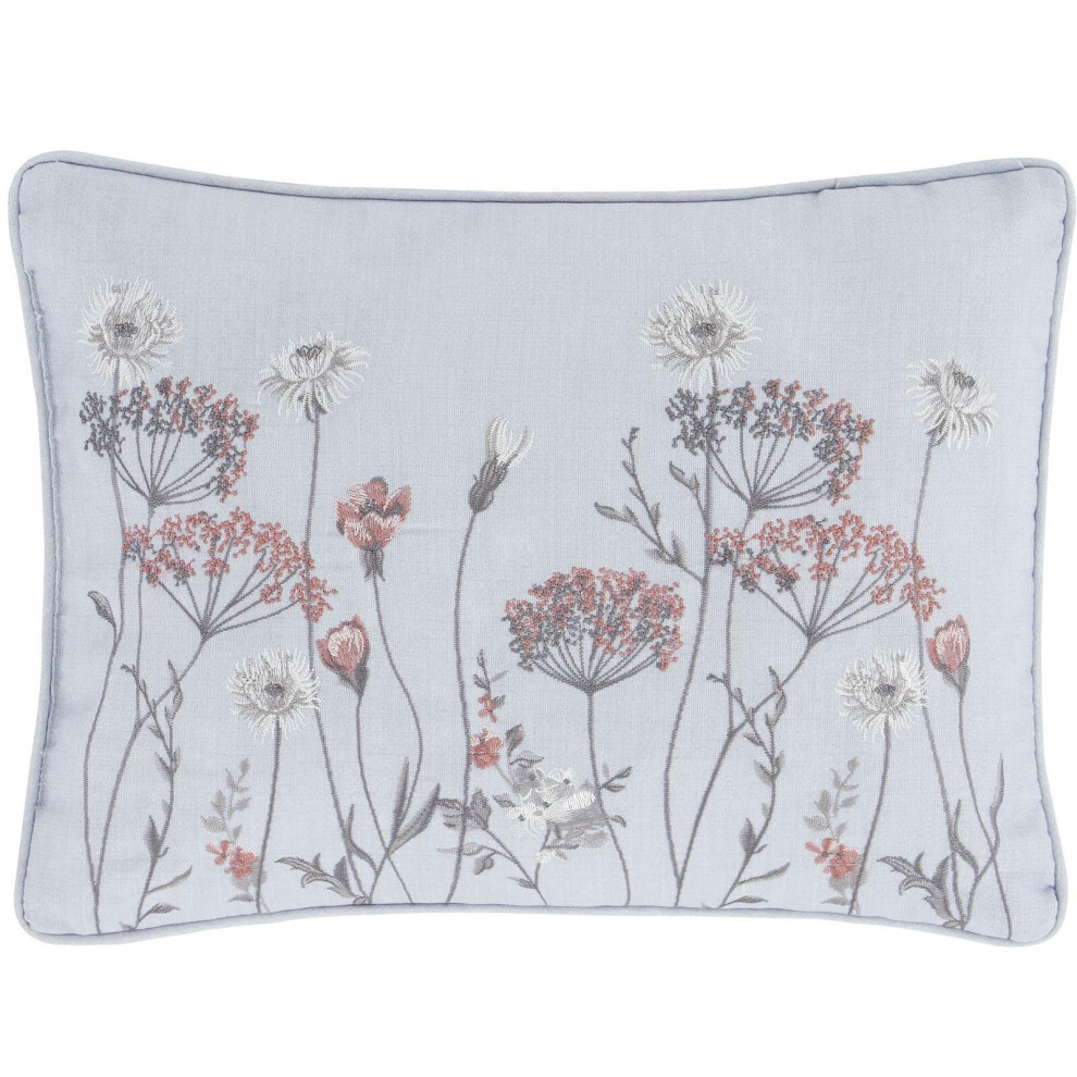 Catherine Lansfield Meadowsweet Floral Embroidered 30x40cm Cushion Grey - Image 7