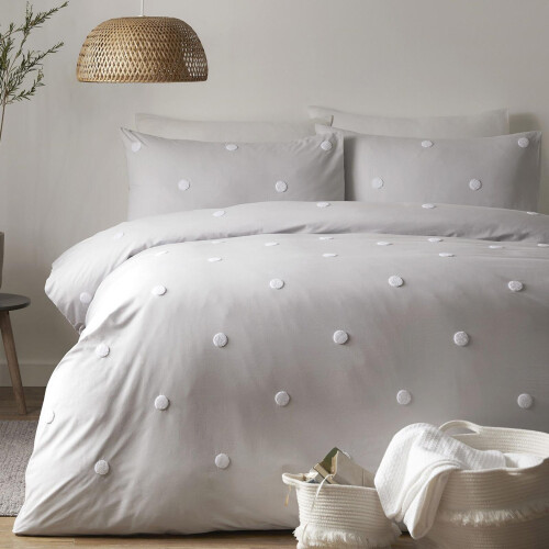 Dot Garden 100% Cotton Duvet Cover Silver Double