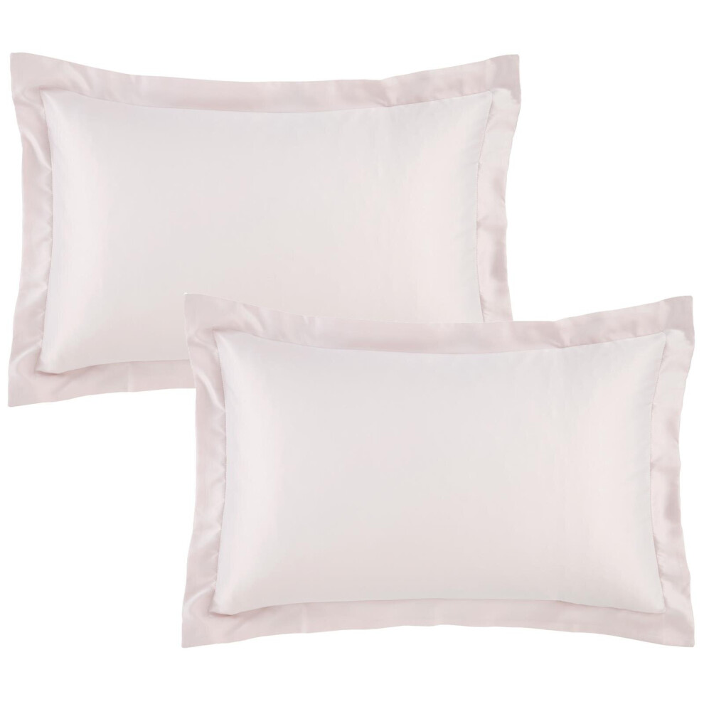 Catherine Lansfield Silky Soft Satin Oxford Pillowcase Pair Blush