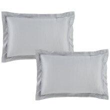 Silky Soft Satin Oxford Pillowcase Pair Silver