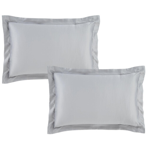 Catherine Lansfield Silky Soft Satin Oxford Pillowcase Pair Silver
