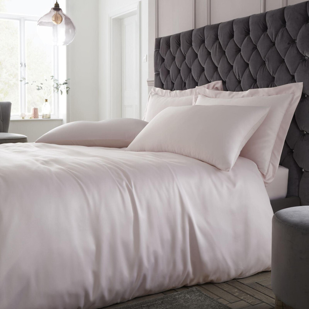 Catherine Lansfield Silky Soft Satin Duvet Cover Blush Super King