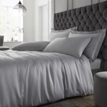 Silky Soft Satin Duvet Cover Silver Single