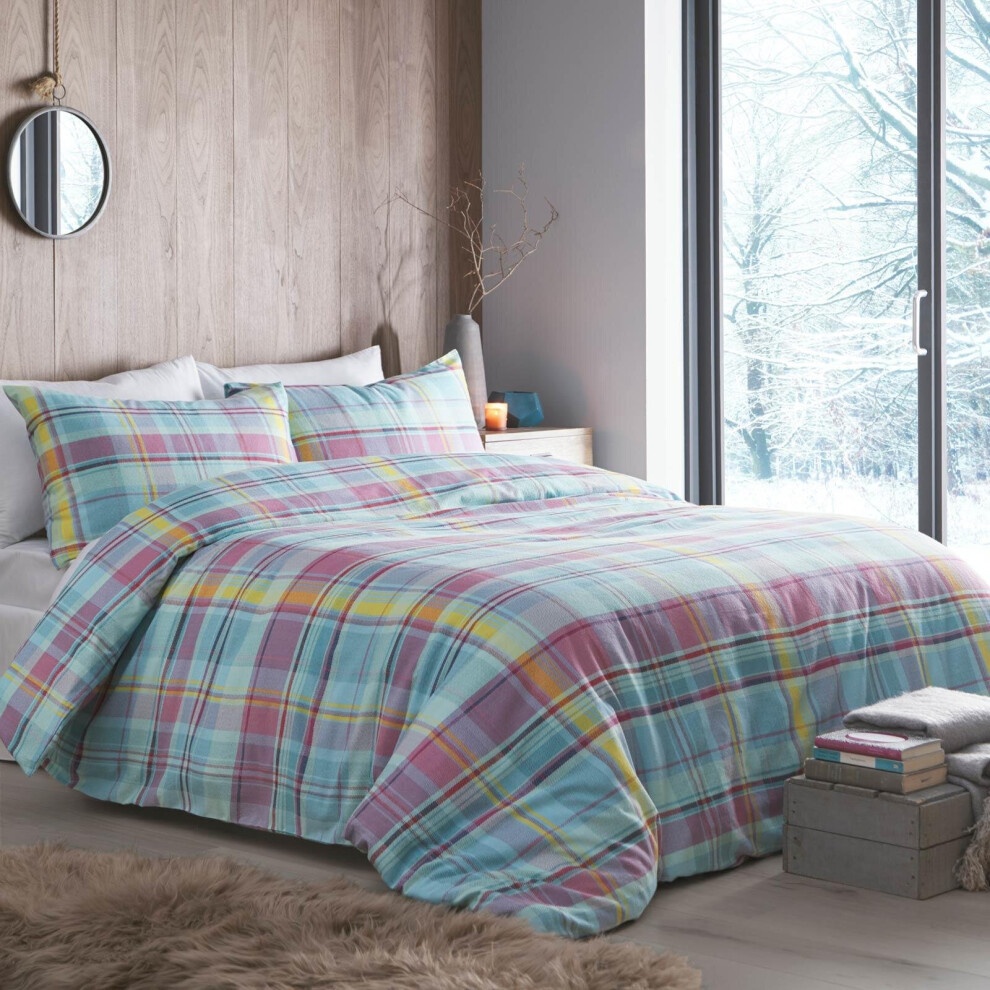 Appletree Light Applecross Check Duvet Cover Multi King