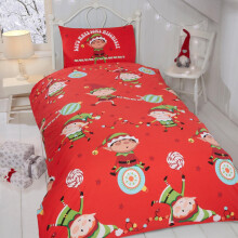 Rapport Naughty Elves Toddler Junior Duvet Cover Set Children's Christmas Bedding Set