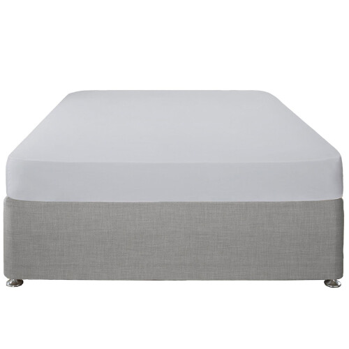 Serene Plain Dye 32cm Fitted Sheet Silver Single