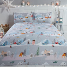 Rapport Winter Town Single Duvet Cover Set Christmas Bedding Bed Set Festive Xmas