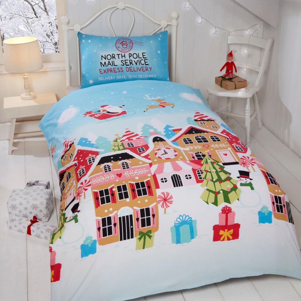 Rapport Gingerbread Town Toddler Junior Duvet Cover Set Children's Christmas Bedding Set