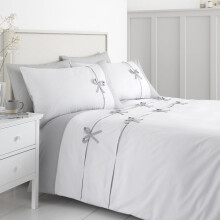 Catherine Lansfield Milo Bow White King Size Duvet Cover Set Luxurious Bedding Bed Set