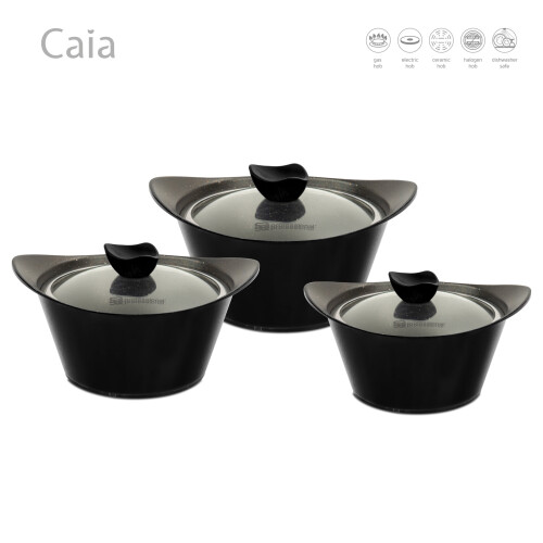 SQ Professional (Black) SQ Professional Caia 3pc Die-Cast Stockpot Set
