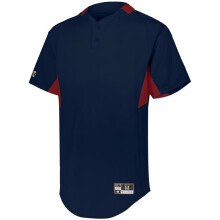 Holloway 221224.S20.L Youth Game7 Two-Button Baseball Jersey, Navy & Scarlet - Large