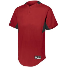 Holloway 221224.406.S Youth Game7 Two-Button Baseball Jersey, Scarlet & Black - Small