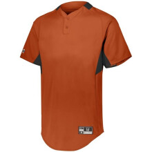 Holloway 221224.321.XL Youth Game7 Two-Button Baseball Jersey, Orange & Black - Extra Large