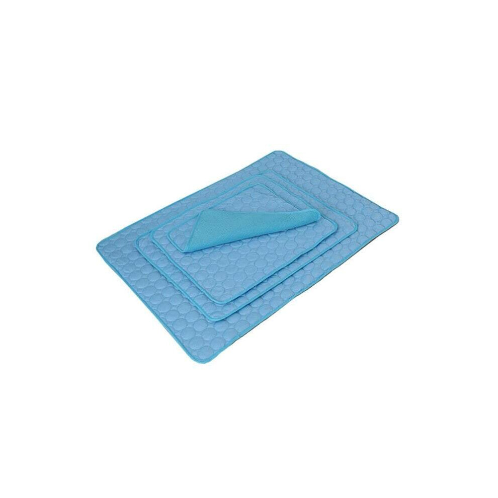 (Blue, X-Large-100 X 70cm) Pet Beds Washable Summer Cooling Dog Mat