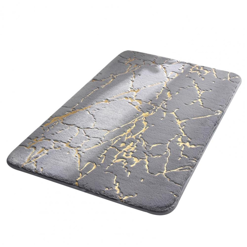 (Grey, 50x80cm) Non-Slip Soft Thick Absorbent Marble Design Bathroom Mat