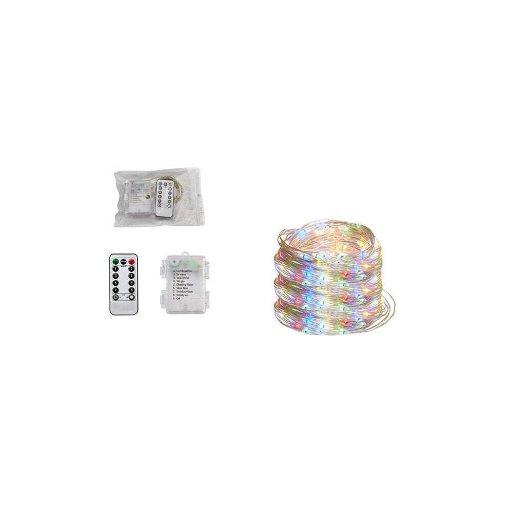 (Multicolour, 5M) Indoor String Lights 5M/10M/20M/30M Copper Wire String Lights With Remote Controller Battery Powered