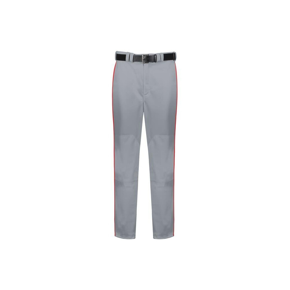 Russell R11LGM.B9T.M Adult Piped Diamond Series 2.0 Baseball Pant, Baseball Gray & True Red - Medium