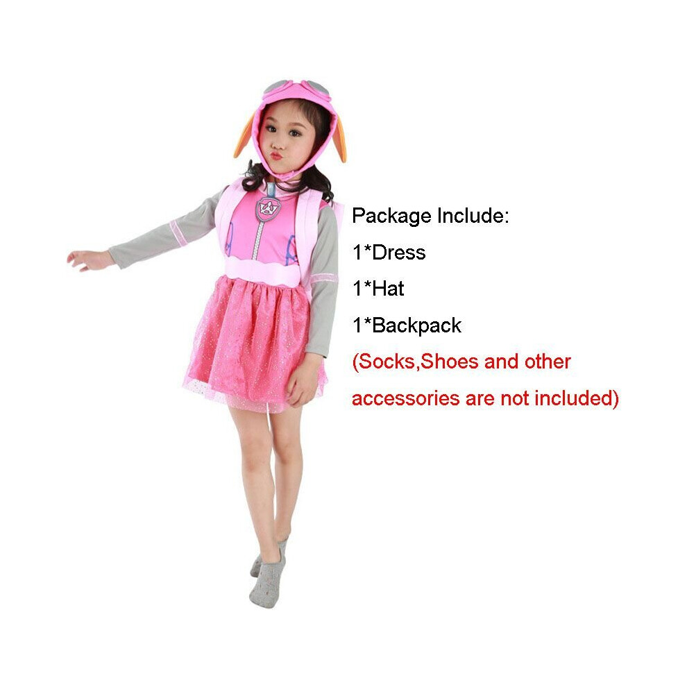 (Pink Skye Set, Kids M) Paw Patrol Chase Marshall Skye Costume Child Police Cosplay