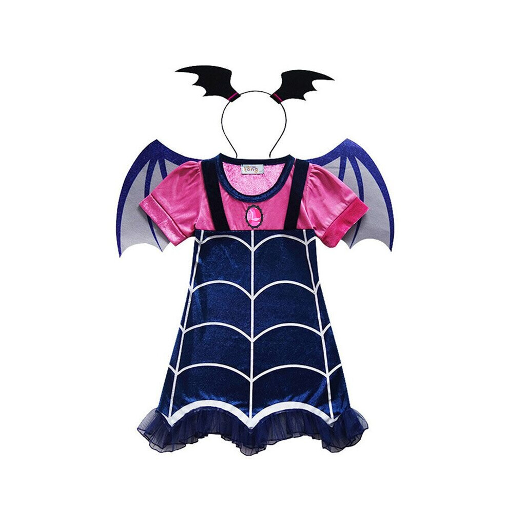 (Set?Wing Dress*1+Headwear*1?, 100cm?3-4Years?) Vampirina Cosplay Dress Wing Headwear Party Fancy Dress