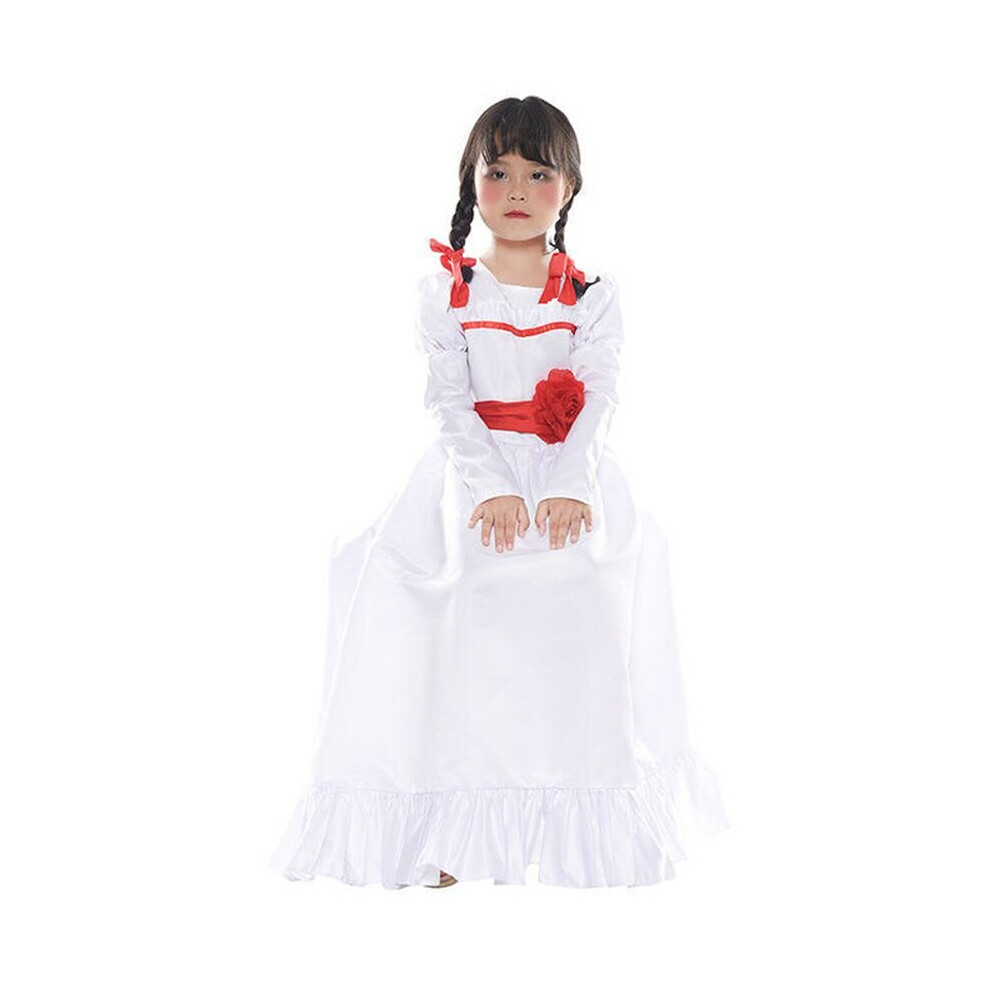 (Kid-M) Halloween Horror Doll White Dress Cosplay Costume