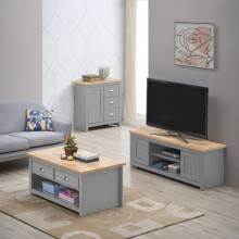 Lisbon Light Grey 3 Piece Living Room Set Coffee Table 1 Door Sideboard TV Unit
