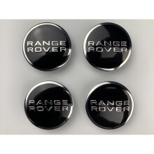 (Land Rover Word Black and Silver Caps) Sets of 4 Land Rover alloy wheel caps 63mm S