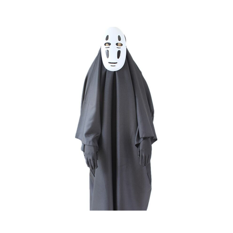 (Black Costume, Kids 140cm) Spirited Away No Face Man Cosplay Costume Full Set