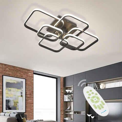 Living And Home (6 Head, Dimmable) Modern LED Ceiling Light Square Chandelier Lamp Bedroom Light