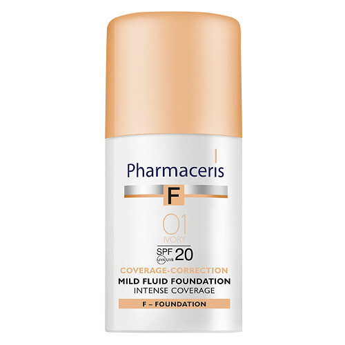 Pharmaceris F Coverage-Correction, delikatny fluid intensywnie kryjący, 01 Ivory, SPF20, 30 ml