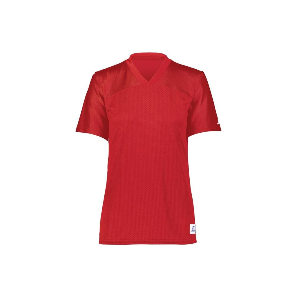 Russell R0593x.trr.s Ladies Solid Flag Football Jersey, True - Small Red
