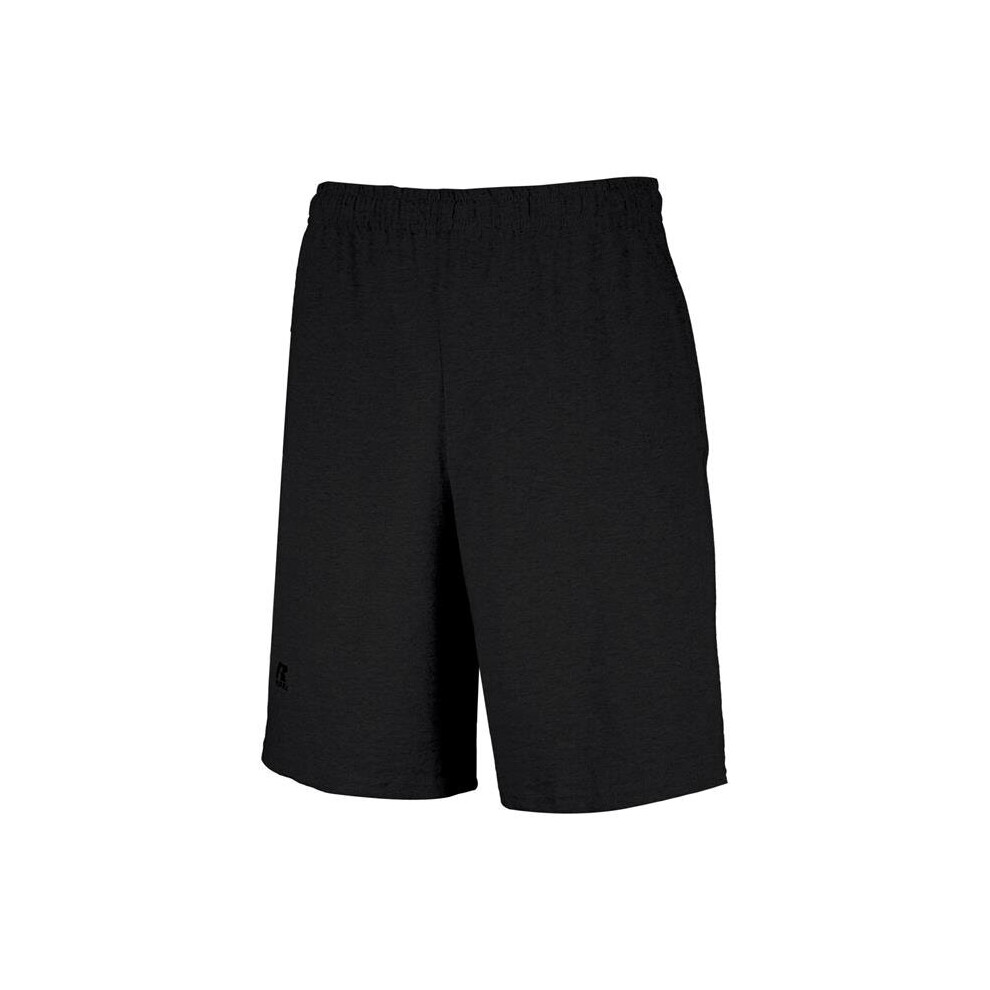 Russell 25843M.BLK.3XL Adult Basic Cotton Pocket Shorts, Black - 3XL