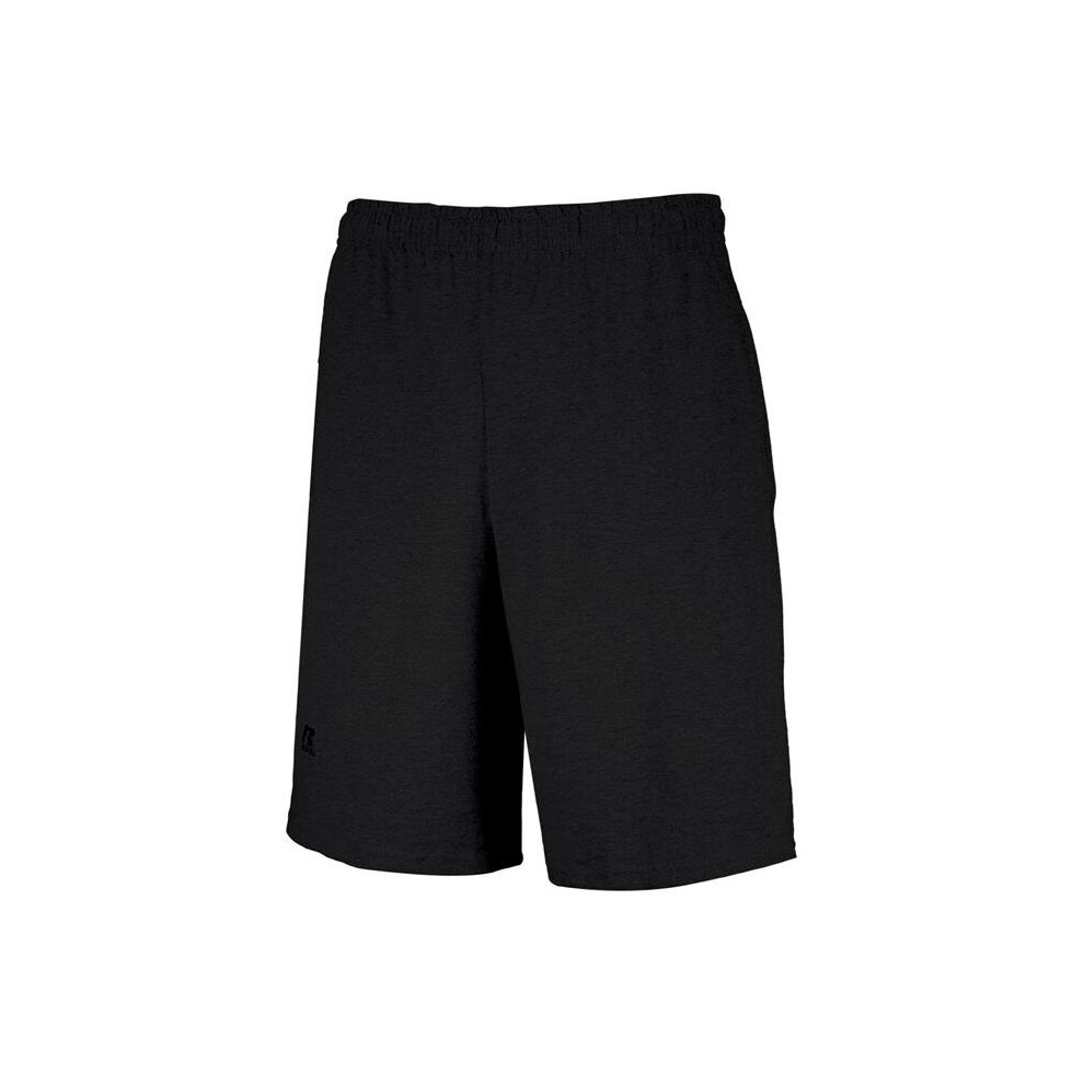 Russell 25843M.BLK.XL Adult Basic Cotton Pocket Shorts, Black - Extra Large