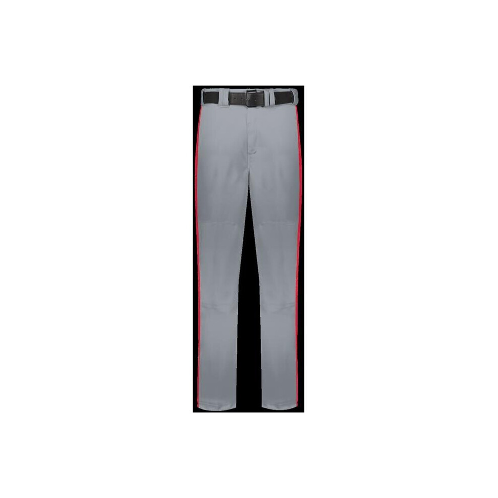 Russell R14DBM.B9T.2XL Adult Piped Change Up Baseball Pant, Baseball Gray & True Red - 2XL