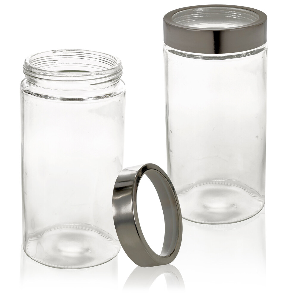 1.6L Clear Glass Food Preserve Storage Container With Screw Metal Lid