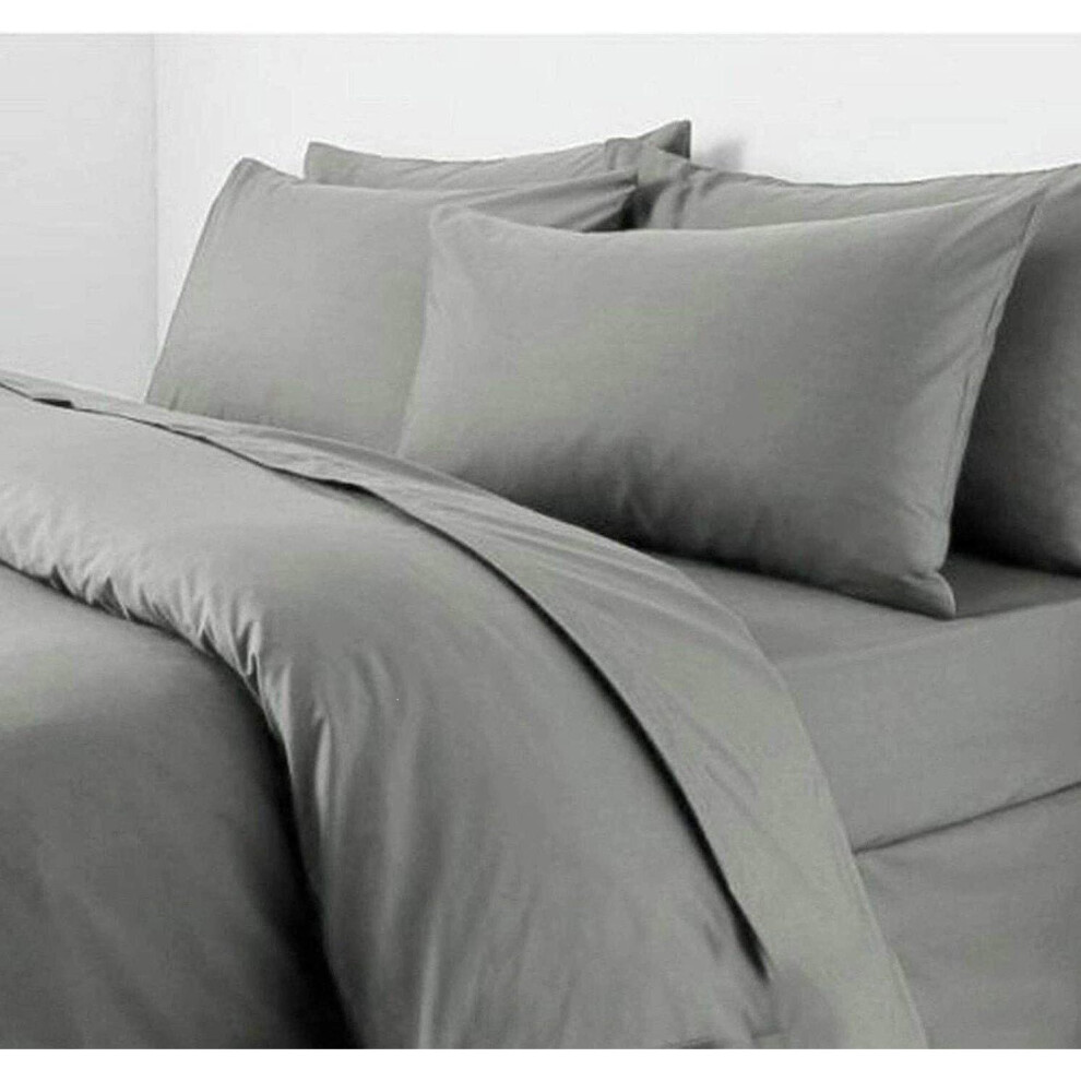 (Grey, Super-King) Luxury quality 100% Pure Egyptian Cotton T200 Duvet Cover with pillowcases