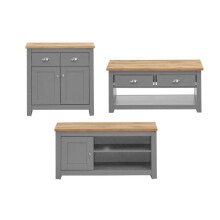 Lisbon Light Grey 3 Piece Living Set Coffee Table 2 Doors Sideboard 1 Door TV Unit