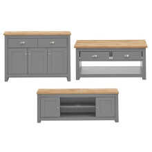 Lisbon Light Grey 3 Piece Living Room Set Coffee Table Sideboard TV Unit