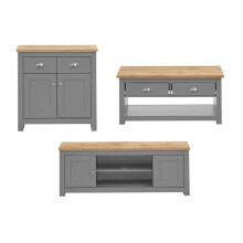 Lisbon Light Grey 3 Piece Living Room Set Coffee Table 2 Doors Sideboard TV Unit