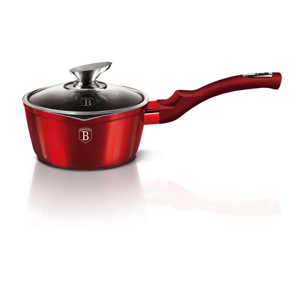 (Red With Lid) Berlinger 16cm Non Stick Saucepan Cooking Pots Pan