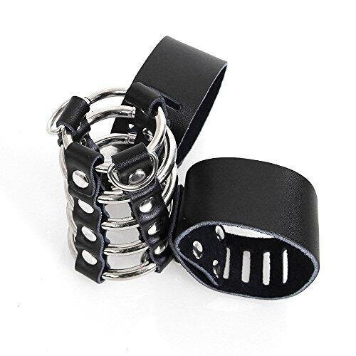 Metal Ring and VF Leather Chastity Cock Cage