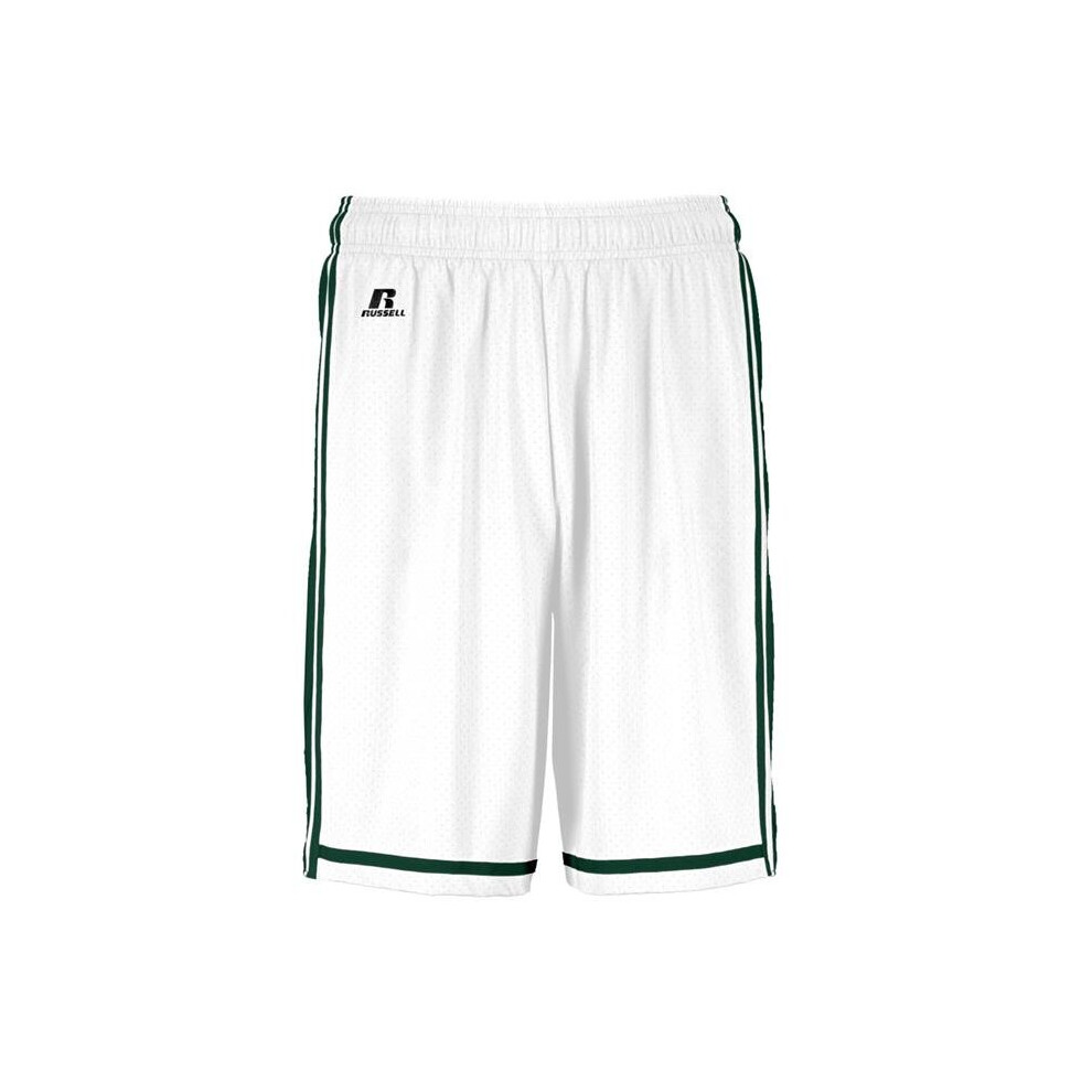 Russell 4B2VTM.WDG.XL Adult Legacy Basketball Shorts, White & Dark Green - Extra Large