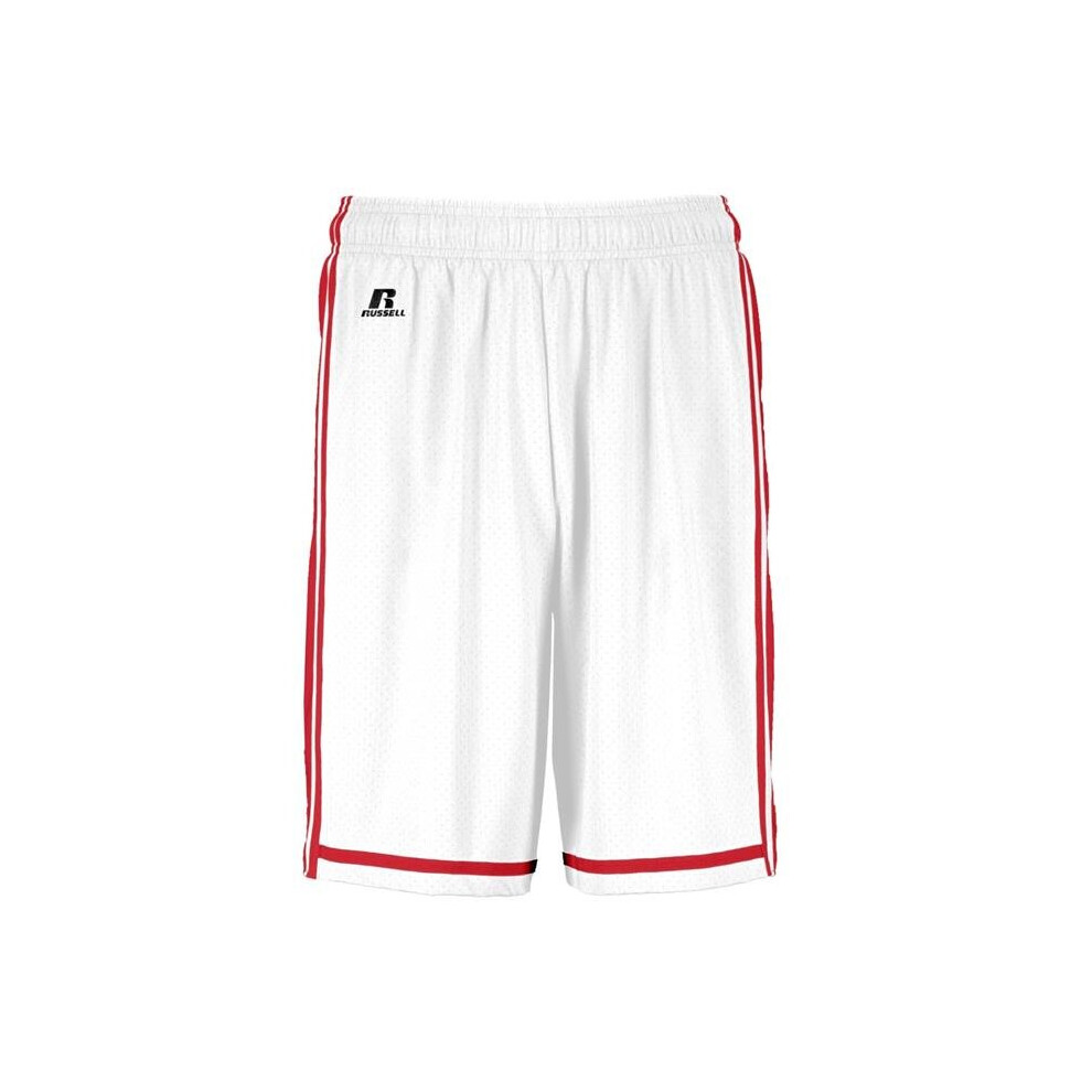 Russell 4B2VTM.WTR.XL Adult Legacy Basketball Shorts, White & True Red - Extra Large