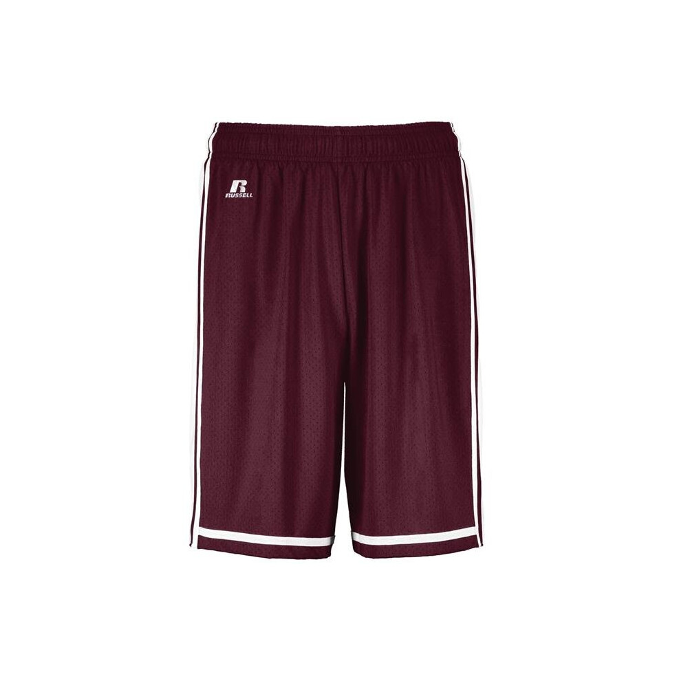 Russell 4B2VTB.MWH.M Youth Legacy Basketball Shorts, Maroon & White - Medium